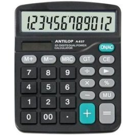   Számológép ANTILOP A-837, 12 számjegyű, elem+napelem, fekete